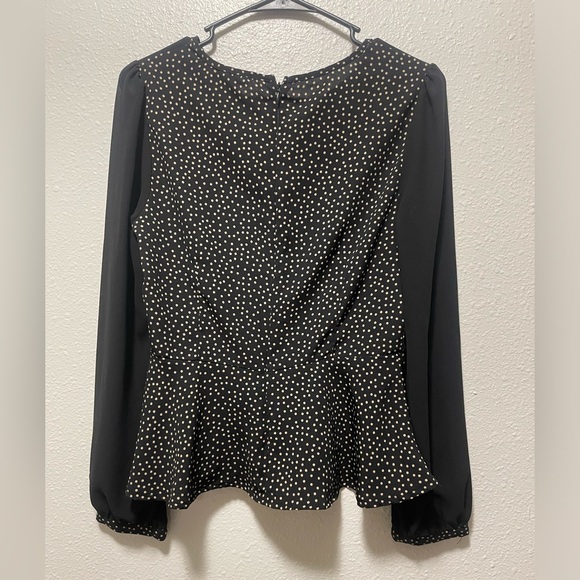 Back & Beige Polkadot Long Sleeve Blouse - Picture 5 of 5